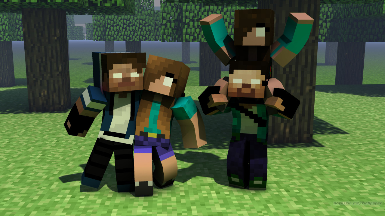 5 Herobrine's And One Boy And One Girl - Wallpaper - Nova Skin